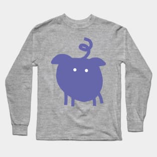 Mysterious Periwinkle Blue Chonk Pig Long Sleeve T-Shirt
